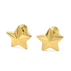 Golden Ion Plating(IP) 304 Stainless Steel Ear Studs, Star, Golden, 12.5x13mm