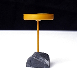 Плоский Круглый Металлические подсвечники, с цоколями из натурального шунгитового камня, плоско-круглые, 170x70 мм