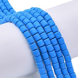 Озёрно--синий Ручной полимерные нити глины шарик, колонка, Плут синий, 6.5x6 мм, отверстие : 1.2 мм, около 61 шт / нитка, 15.75 дюйм (40 см)