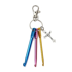 Cross Алюминиевые крючки для вязания и подвесные украшения из сплава, Поворотные застежки-лобстеры из сплава, подвески для украшений сумок, крестик, 130 мм, крест: 36.5x21x2 мм