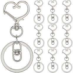 Платина 18шт. сплав поворотные застежки для брелка, сердце, платина, 67 мм