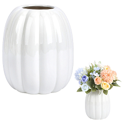 Blanco Adornos de jarrones de porcelana, calabaza barril, blanco, 123x140 mm
