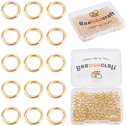 Golden 200 Stück 304 runde Edelstahlringe, verlötete Biegeringe, Geschlossene Sprungringe, golden, 5x0.8 mm, Innendurchmesser: 3.5 mm