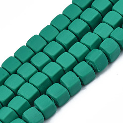 Light Sea Green Handmade Polymer Clay Beads Strands, Cube, Light Sea Green, 5x5x5mm, Hole: 1.8mm, about 86~88pcs/strand, 15.35 inch~16.34 inch(39~41.5cm)