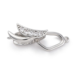 Платина Латунное микропейв, прозрачный кубический цирконий, складные застежки, без кадмия, без никеля и без свинца, стручок гороха, платина, 30 мм, отверстие : 1.2 мм