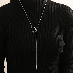 Самородки Регулируемые ожерелья-лариаты из цинкового сплава с каплевидной кисточкой для женщин, платина, самородки, 27.32 дюйм (69.4 см)