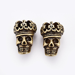 Античная Бронза Латунные бусины, череп, античная бронза, 20x13x11 мм, отверстие : 5 мм