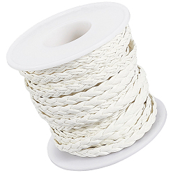 Белый 10 плоские плетеные шнуры из искусственной кожи, фурнитура елочки для браслета, белые, 5x2 мм