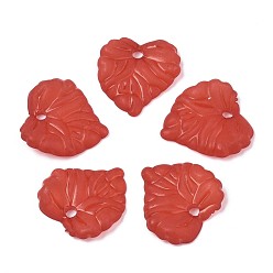 Crimson Transparent Acrylic Pendants, Frosted, Heart, Crimson, 16x15x3mm, Hole: 1.8mm, about 1400pcs/500g