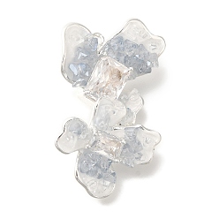 Посеребрённый Подвески-коннекторы из прозрачного кубического циркония и стекла с цветком, без кадмия, без никеля и без свинца, с эмалью, 925 серебро покрытием, 32.5x19.5x10.5 мм, отверстие : 1.4 мм
