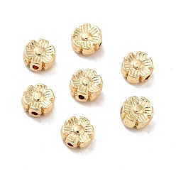 Real 14K Gold Plated Rack Plating Alloy Beads, Long-Lasting Plated, Cadmium Free & Lead Free, Flower, Real 14K Gold Plated, 6x3mm, Hole: 1mm