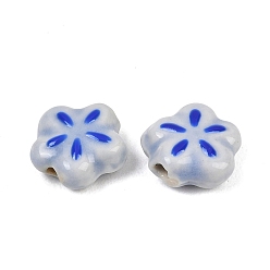 Васильковый Фарфоровые эмалевые бусины ручной работы, цветок, пастельный фарфор, васильковый, 12~12.5x11~12.5x5.5~6 мм, отверстие : 1.6~2 мм
