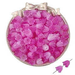 Фиолетовый 100 шт. акриловые колпачки для бусин, цветок, фиолетовые, 10x8 мм, отверстие : 1.5 мм