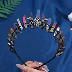 Черный Обручи для волос из кварцевого кристалла с гальваническим покрытием, аксессуары для волос для женщин и девочек, чёрные, 180x150x30 мм