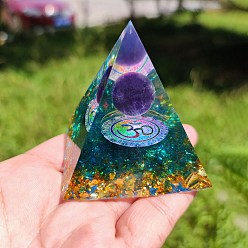 чирок Украшения башни пирамиды из смолы, Украшение рабочего стола для домашнего офиса, удачный подарок, зелено-синие, 60x60x60 мм