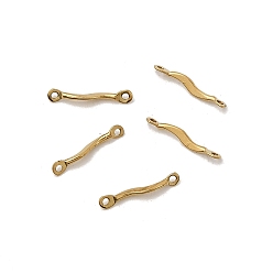 Настоящее золото 18K 304 подвески-соединители из нержавеющей стали с волнистыми звеньями, ионное покрытие (ip), реальный 18 k позолоченный, 12.5x2x1.3 мм, отверстие : 0.9 мм