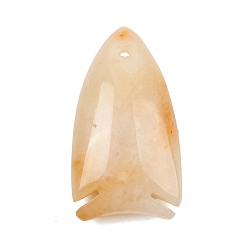 Topaz Jade Natural Topaz Jade Pendants, Fish Charms, 39.5x22~23x12~12.5mm, Hole: 2mm