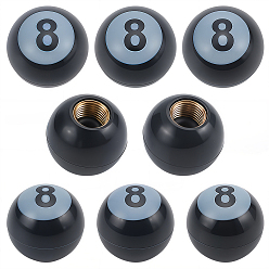Black 8Pcs No.8 Billiard Ball Plastic Tire Valve Stem Caps, with Copper Core, Black, 19x18mm, Hole: 7mm