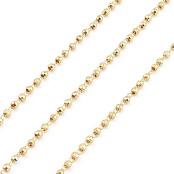 Real 18K Gold Plated Brass Ball Chains, Cadmium Free & Nickel Free & Lead Free, Unwelded, with Spool, Round, Real 18K Gold Plated, 2x1.5mm