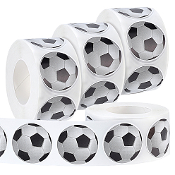 Black 4Roll Self-Adhesive Tag Stickers, Football Paper Stickers, for Party, Decorative Presents, Black, 25mm