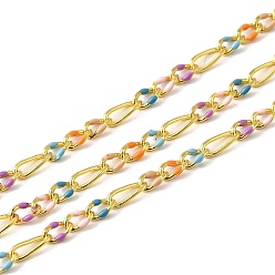 Разноцветный Латунь Figaro цепи, пайки, с эмалью, стойки покрытие, долговечный, без свинца и без кадмия, с катушкой, реальный 18 k позолоченный, красочный, ссылка: 4.5x3x1мм и 6x2x1мм