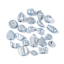 Светлый Стально-синий Перламутровые непрозрачные акриловые бусины, разнообразные, светло-стальной синий, 9~18x8.5~29x3~14 мм, отверстие : 1.6~4 мм, Около 467 шт / 500 г