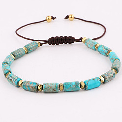 Искусственная Кожа Браслеты из натуральной императорской яшмы с бисером, регулируемые плетеные браслеты для женщин и мужчин