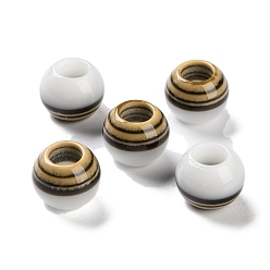 Белый Cmолы европейские шарики, бусины с большим отверстием, круглые, белые, 13x10 мм, отверстие : 5.5 мм