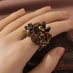 Тигровый глаз Перстни с натуральным тигровым глазом, внутренний диаметр: 20 мм