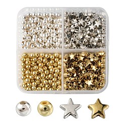 (52) Непрозрачная лаванда 500 шт. 4 стиль железа и ccb и абс пластиковые прокладки бусины, круглый и звездный, разноцветные, 4~6x4~6.5x3~3.5 мм, отверстие : 1~1.5 мм