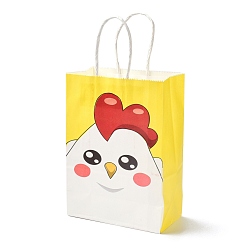 Gallo Bolsas de papel rectangulares, con mango, para bolsas de regalo y bolsas de compras, patrón de gallo, 14.9x8.1x21 cm