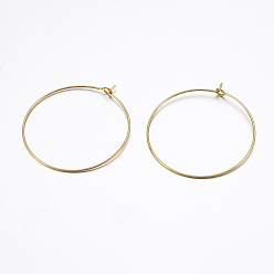 Без Покрытия Латунная фурнитура для хооп серег, Винные стекла, сырой (без покрытия), 24 датчик, 38x34x0.5 мм, Внутренний диаметр: 33 мм