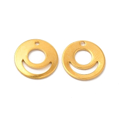 Real 24K Gold Plated 201 Stainless Steel Pendants, Flat Round Charm, Real 24K Gold Plated, 10x1mm, Hole: 1mm