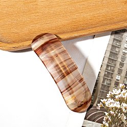 Сиена Заколки для волос из ПВХ под мрамор, длинный овал, цвет охры, 80 мм