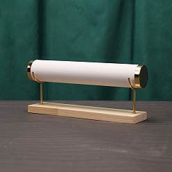 Белый Подставка для браслета из искусственной кожи Letaher T Bar, органайзер для деревянных украшений для браслетов, белые, готовое изделие: 30x7x12.5 см