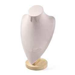 Белый Подставки для ожерелий и сережек из микрофибры и дерева в форме бюста, белые, 11.5x18.5x31 см