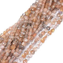 Multi-Moonstone Natural Multi-Moonstone Beads Strands, Faceted, Flat Round, 3.5x1.5~2mm, Hole: 0.6mm, about 116pcs/strand, 15.35~15.51 inch(39~39.4cm)