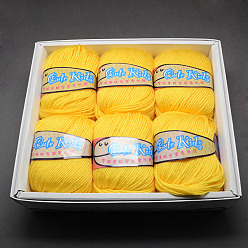 Желтый Мягкие детские нити, с кашемиром, акриловые волокна и сковороду, желтые, 2 мм, о 50 г / рулон, 6 рулонов / коробке