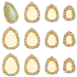 Золотой 24шт 4 стиль латунный кабошон соединительная оправа, многожильных ссылки, со стеклянными стразами, слеза, золотые, 15.5~30x12~21x5.5~8.5 мм, отверстие : 1 мм, 6 шт / стиль