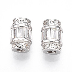 Платина 925 европейские застежки из стерлингового серебра с прозрачным кубическим цирконием, подвески-клипсы с 925 штампом, родий, платина, 10.3x7.2x7.2 мм, отверстие : 2.6 мм