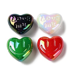 Mixed Color Opaque Acrylic Beads, Horizontal Hole, Star with Smiling Face, Mixed Color, 16.5x17.5x10mm, Hole: 3.5mm