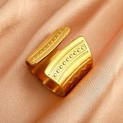 Золотой 304 открытые кольца манжеты из нержавеющей стали, золотые, размер США 7 1/4 (17.5 мм)