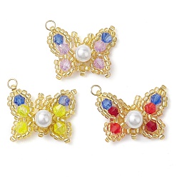 (52) Непрозрачная лаванда Бисер бисерные подвески, бабочки подвески, разноцветные, 30x30x9 мм, отверстие : 3 мм, 3 шт / комплект