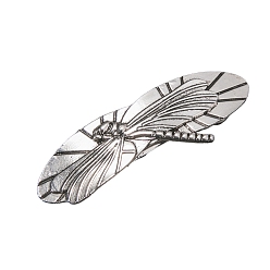 Antique Silver Brass Barrettes, Dragonfly, Antique Silver, 76x24mm