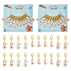 Белый Кулон из сплава эмали с замком в виде кролика маркеры петель, маркер стежка с застежкой «лобстер» из цинкового сплава, белые, 37~42 мм, 2 шт / стиль, 5 стиль, 10 шт / комплект