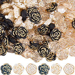 (52) Непрозрачная лаванда 150 шт. 3 стили прозрачные жемчужные бусины из смолы, золотой металл обвитыми, цветок, разноцветные, 18.5x18.5~19x7.5 мм, отверстие : 1.6~2 мм, 50 шт / стиль