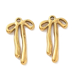 Настоящее золото 18K 304 подвески из нержавеющей стали, бантом, реальный 18 k позолоченный, 26.5x15.5x3 мм, отверстие : 1.5 мм