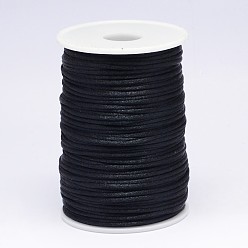 Black Polyester Cord, Satin Rattail Cord, for Beading Jewelry Making, Chinese Knotting, Black, 2mm, about 100yards/roll
