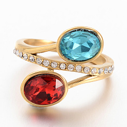 Золотой 316 хирургические перстни из нержавеющей стали, со стразами, Размер 8, золотые, 18 мм