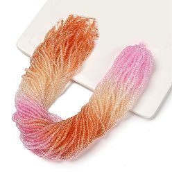 Разноцветный Прозрачные окрашенные стеклянные бусины, граненые, рондель, красочный, 2.6x2.5 мм, отверстие : 0.5 мм, около 135~140 шт / нитка, 26~27 см